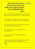 ISSA PILATES FINAL &NewLine;EXAM &sol; ISSA PILATES &NewLine;CERT EXAM QUESTIONS &NewLine;AND ANSWERS 2026 - &NewLine;2027
