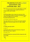 TRADESMAN EXAM &NewLine;QUESTIONS AND &NewLine;ANSWERS 2026 - 2027