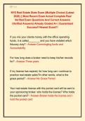 NYS Real Estate State Exam &lpar;Multiple Choice&rpar; &lpar;Latest &NewLine;2026&rpar; &vert;&vert; Most Recent Exam Actual Complete Real &NewLine;Verified Exam Questions And Correct Answers &NewLine;&lpar;Verified Answers&rpar; Already Graded A&plus; &vert; Guaranteed &NewLine;Success&excl;&excl; Newest Exam&excl;&excl;&excl; 