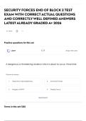 SECURITY FORCES END OF BLOCK 2 TEST EXAM WITH CORRECT ACTUAL QUESTIONS AND CORRECTLY WELL DEFINED ANSWERS LATEST ALREADY GRADED A&plus; 2026