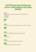 AAB MT Review Paper Questions and&NewLine;Answers Verified Solutions Latest Update&NewLine;2026&sol;2027