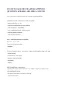 EVENT MANAGEMENT EXAM 1 EXAM WITH QUESTIONS AND 100&percnt; ALL SURE ANSWERS