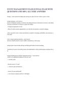 Event Management Exam &num;2 Final Exam &vert; Complete Questions & Verified 100&percnt; Correct Answers &vert; Exam Study Guide