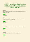 AAB MT Study Guide Exam Questions&NewLine;and Answers Verified Solutions Latest&NewLine;Update 2026&sol;2027