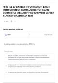 PMK -EE E7 CAREER INFORMATION EXAM WITH CORRECT ACTUAL QUESTIONS AND CORRECTLY WELL DEFINED ANSWERS LATEST ALREADY GRADED A&plus; 2026