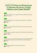 AACE CCT Primer Certification Exam&NewLine;A&plus; Questions and Answers Verified&NewLine;Solutions Latest Update 2026&sol;2027