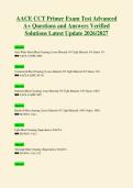 AACE CCT Primer Exam Test Advanced&NewLine;A&plus; Questions and Answers Verified&NewLine;Solutions Latest Update 2026&sol;2027
