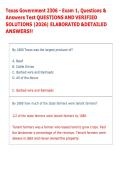 Texas Government 2306 - Exam 1&comma; Questions & &NewLine;Answers Test QUESTIONS AND VERIFIED &NewLine;SOLUTIONS &vert;2026&vert; ELABORATED &DETAILED &NewLine;ANSWERS&excl;&excl; 
