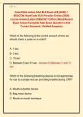 Code1Web online AHA BLS Exam A&sol;B &lpar;2026&rpar; &plus; &NewLine;BEACON HeartCode BLS Provider Online &lpar;2026&rpar; &NewLine;course review &lpar;Latest 2026&sol;2027 Edition&rpar; Most Recent &NewLine;Exam Actual Complete Real Exam Questions And &NewLine;Correct Answers &lpar; Verified Answers&rpar; 