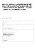 USAREUR GERMAN DRIVERS LICENSE TEST EXAM WITH CORRECT ACTUAL QUESTIONS AND CORRECTLY WELL DEFINED ANSWERS LATEST ALREADY GRADED A&plus; 2026