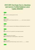 150 TCRN Test Exam Test A&plus; Questions&NewLine;and Answers Verified Solutions Latest&NewLine;Update 2026&sol;2027