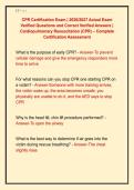 CPR Certification Exam &vert; 2026&sol;2027 Actual Exam &NewLine;Verified Questions and Correct Verified Answers &vert; &NewLine;Cardiopulmonary Resuscitation &lpar;CPR&rpar; &ndash; Complete &NewLine;Certification Assessment 
