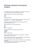 CIS Exam&comma; Questions from quizzes-Graded A