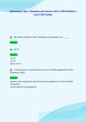 Epidemiology Quiz 3 Questions and Answers with Verified Solutions &vert;&NewLine;Latest 2026 Update