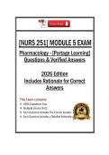NURS 251 Module 5 Exam &vert; Pharmacology &vert; Portage Learning &vert; Q  & A &vert; 2026 Edition