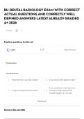 BU DENTAL RADIOLOGY EXAM WITH CORRECT ACTUAL QUESTIONS AND CORRECTLY WELL DEFINED ANSWERS LATEST ALREADY GRADED A&plus; 2026