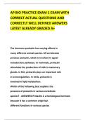 AP BIO PRACTICE EXAM 1 EXAM WITH &NewLine;CORRECT ACTUAL QUESTIONS AND &NewLine;CORRECTLY WELL DEFINED ANSWERS &NewLine;LATEST ALREADY GRADED A&plus; 