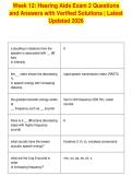 Week 12&colon; Hearing Aids Exam 2 Questions&NewLine;and Answers with Verified Solutions &vert; Latest&NewLine;Updated 2026&NewLine;