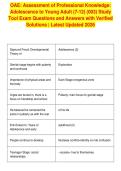 OAE&colon; Assessment of Professional Knowledge&colon;&NewLine;Adolescence to Young Adult &lpar;7-12&rpar; &lpar;003&rpar; Study&NewLine;Tool Exam Questions and Answers with Verified&NewLine;Solutions &vert; Latest Updated 2026