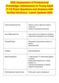 OAE Assessment of Professional&NewLine;Knowledge&colon; Adolescence to Young Adult&NewLine;&lpar;7-12&rpar; Exam Questions and Answers with&NewLine;Verified Solutions &vert; Latest Updated 2026