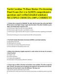 North Carolina 75-Hour Broker Pre-licensing Final Exam &lpar;PASSED Attempt&rpar; &lpar;2025&rpar; comprehensive questions and verified detailed solutions &lpar; MULTIPLE CHOICES&rpar; &vert;100&percnt; CORRECT&excl;&excl;&NewLine;