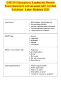 OAE 015 Educational Leadership Review&NewLine;Exam Questions and Answers with Verified&NewLine;Solutions &vert; Latest Updated 2026&NewLine;
