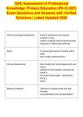 OAE Assessment of Professional&NewLine;Knowledge&colon; Primary Education &lpar;PK-5&rpar; &lpar;057&rpar;&NewLine;Exam Questions and Answers with Verified&NewLine;Solutions &vert; Latest Updated 2026