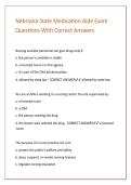 Nebraska State Medication Aide Exam Questions With Correct Answers 