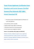 Texas Private Applicator Certification Exam &NewLine;Questions and Correct Answers &lpar;Verified &NewLine;Answers&rpar; Plus Rationale 2027 Q&A&vert; &NewLine;Instant Download Pdf 