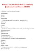 Masonry Level One Module 28102-13 Exam Study Guide &ndash; 2026&sol;2027 Questions and Correct Answers