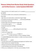 Masonry Safety Exam Review Study Guide Questions and Verified Answers &ndash; Latest Updated 2026&sol;2027 