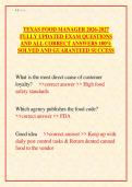 Texas Food Manager Exam 2026-2027&colon; Complete Study Guide with Real Questions & Verified Answers &vert; Fully Updated Edition