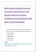 North American Veterinary Licensing Examination &lpar;NAVLE&rpar; Practice Exam Questions And Correct Answers &lpar;Verified Answers&rpar; Plus Rationales 2026 Q&A Instant Download Pdf&NewLine;