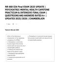 NR 668 CEA Final Exam &vert; Psychiatric-Mental Health Capstone Practicum & Intensive Exam Questions with Verified Answers