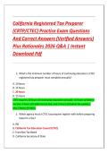 California Registered Tax Preparer &lpar;CRTP-CTEC&rpar; Practice Exam Questions And Correct Answers &lpar;Verified Answers&rpar; Plus Rationales 2026 Q&A Instant Download Pdf&NewLine;