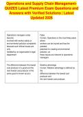 Operations and Supply Chain ManagementQUIZES Latest Premium Exam Questions and&NewLine;Answers with Verified Solutions &vert; Latest&NewLine;Updated 2026