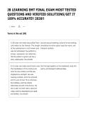 JB Learning EMT Final Exam &vert; Most Tested Practice Questions & Verified Answers Study Guide &vert; Latest 2026 Updated Edition 