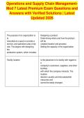 Operations and Supply Chain ManagementMod 7 Latest Premium Exam Questions and&NewLine;Answers with Verified Solutions &vert; Latest&NewLine;Updated 2026