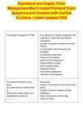 Operations and Supply Chain&NewLine;Management-Mod 4 Latest Premium Exam&NewLine;Questions and Answers with Verified&NewLine;Solutions &vert; Latest Updated 2026