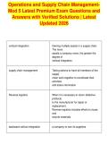 Operations and Supply Chain ManagementMod 5 Latest Premium Exam Questions and&NewLine;Answers with Verified Solutions &vert; Latest&NewLine;Updated 2026