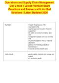 Operations and Supply Chain Management&NewLine;-unit 2 mod 1 Latest Premium Exam&NewLine;Questions and Answers with Verified&NewLine;Solutions &vert; Latest Updated 2026