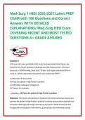 Med-Surg 1 HESI 2026&sol;2027 Latest PREP EXAM with 180 Questions and Correct Answers WITH DETAILED EXPLANATIONS&sol; Med-Surg HESI E