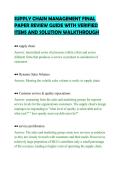 SUPPLY CHAIN MANAGEMENT FINAL &NewLine;PAPER REVIEW GUIDE WITH VERIFIED &NewLine;ITEMS AND SOLUTION WALKTHROUGH 