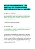 SUPPLY CHAIN MANAGEMENT FULL &NewLine;QUESTIONS AND CORRECT ANSWERS &NewLine;PROFESSIONAL PREPARATION MATERIAL 