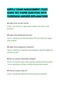 SUPPLY CHAIN MANAGEMENT STUDY &NewLine;GUIDE TEST PAPER QUESTIONS WITH &NewLine;THOROUGH ANSWER EXPLANATIONS 