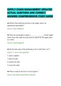 SUPPLY CHAIN MANAGEMENT UPDATED &NewLine;ACTUAL QUESTIONS AND CORRECT &NewLine;ANSWERS COMPREHENSIVE STUDY GUIDE 
