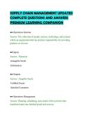 SUPPLY CHAIN MANAGEMENT UPDATED &NewLine;COMPLETE QUESTIONS AND ANSWERS &NewLine;PREMIUM LEARNING COMPANION 