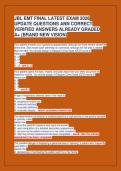JBL EMT FINAL LATEST EXAM 2026 &NewLine;UPDATE QUESTIONS ANN CORRECT &NewLine;VERIFIED ANSWERS ALREADY GRADED &NewLine;A&plus; &lpar;BRAND NEW VISION&rpar;