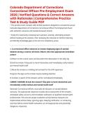 Colorado Department of Corrections Correctional Officer Pre-Employment Exam 2026 &vert; Verified Questions & Correct Answers with Rationales &vert; Comprehensive Practice Test & Study Guide PDF