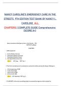 NANCY CAROLINE&rsquo;S EMERGENCY CARE IN THE &NewLine;STREETS  9TH EDITION TEST BANK BY NANCY L&period; &NewLine;CAROLINE  ALL  &NewLine;CHAPTERS &vert; COMPLETE GUIDE Comprehensive &NewLine;&lpar;SCORE A&plus;&rpar;